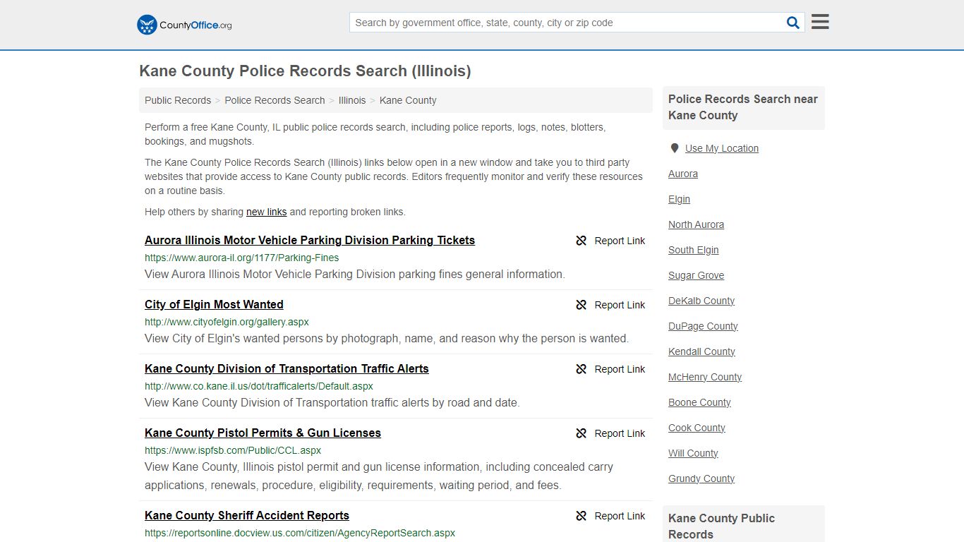 Kane County Police Records Search (Illinois) - County Office